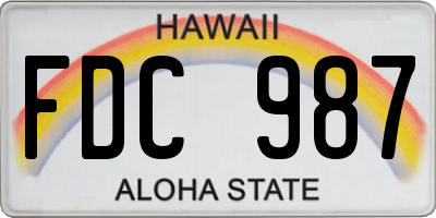 HI license plate FDC987