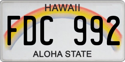 HI license plate FDC992