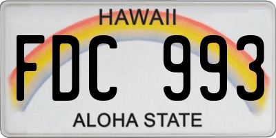 HI license plate FDC993