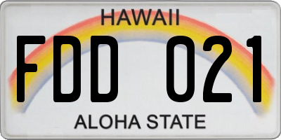HI license plate FDD021