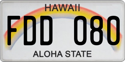 HI license plate FDD080
