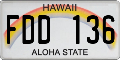 HI license plate FDD136