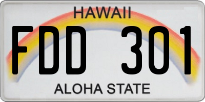 HI license plate FDD301