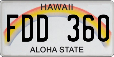 HI license plate FDD360