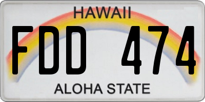 HI license plate FDD474