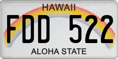 HI license plate FDD522