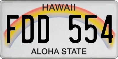 HI license plate FDD554