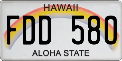 HI license plate FDD580