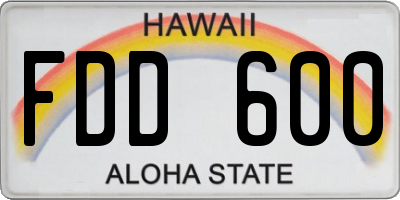 HI license plate FDD600