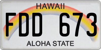 HI license plate FDD673