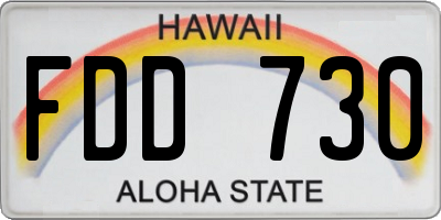 HI license plate FDD730
