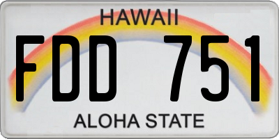 HI license plate FDD751