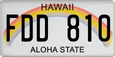 HI license plate FDD810