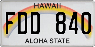 HI license plate FDD840