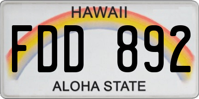 HI license plate FDD892