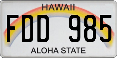 HI license plate FDD985