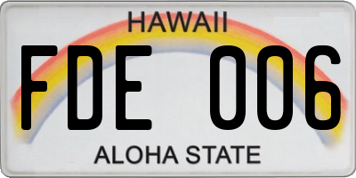 HI license plate FDE006