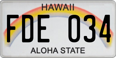 HI license plate FDE034