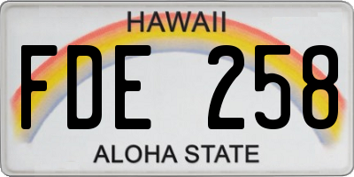 HI license plate FDE258