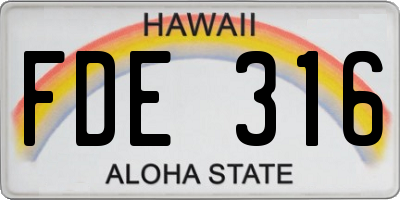 HI license plate FDE316
