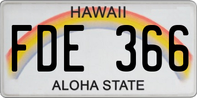 HI license plate FDE366