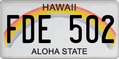 HI license plate FDE502