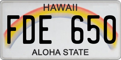 HI license plate FDE650
