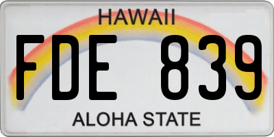 HI license plate FDE839