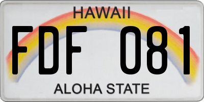 HI license plate FDF081