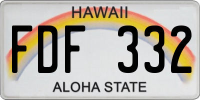 HI license plate FDF332