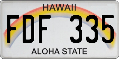 HI license plate FDF335