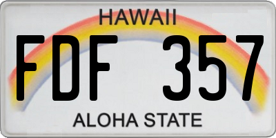 HI license plate FDF357