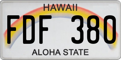 HI license plate FDF380