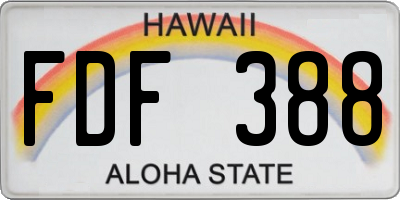 HI license plate FDF388