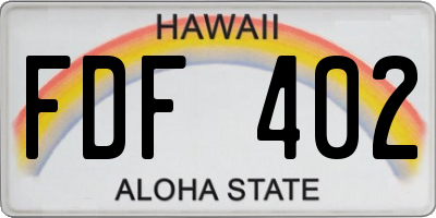 HI license plate FDF402