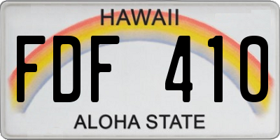 HI license plate FDF410