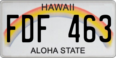 HI license plate FDF463