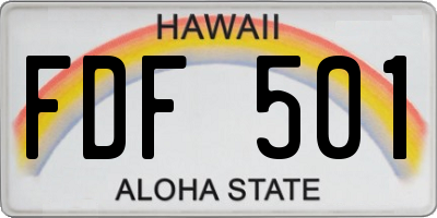 HI license plate FDF501