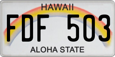 HI license plate FDF503