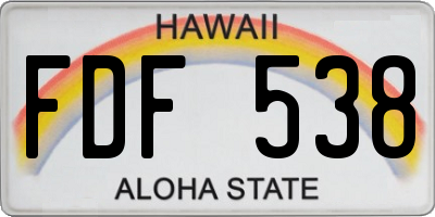 HI license plate FDF538