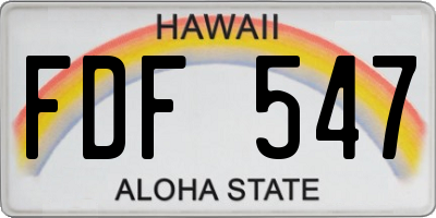 HI license plate FDF547