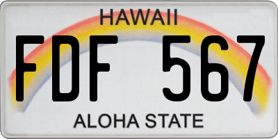 HI license plate FDF567