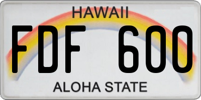 HI license plate FDF600