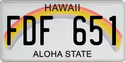HI license plate FDF651