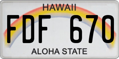 HI license plate FDF670