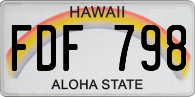HI license plate FDF798