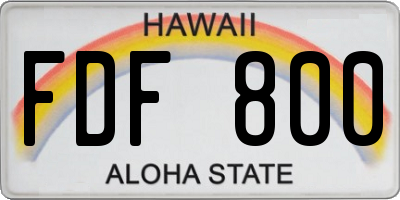 HI license plate FDF800