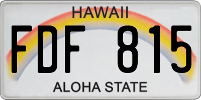HI license plate FDF815