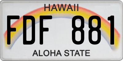 HI license plate FDF881