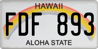 HI license plate FDF893